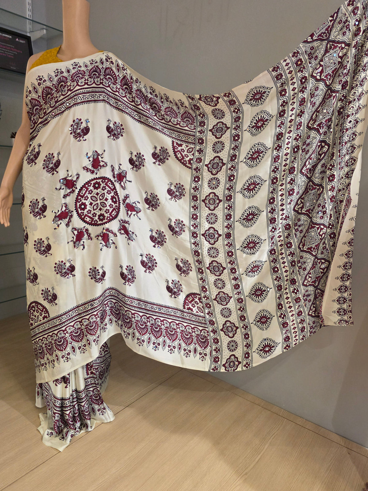 JD000471 Modal Ajrakh with Mirror work offwhite