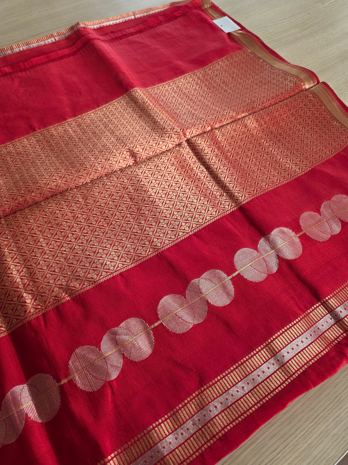 Pure  Pune Silk [Raw Mango] Sona Rupa Zari Red