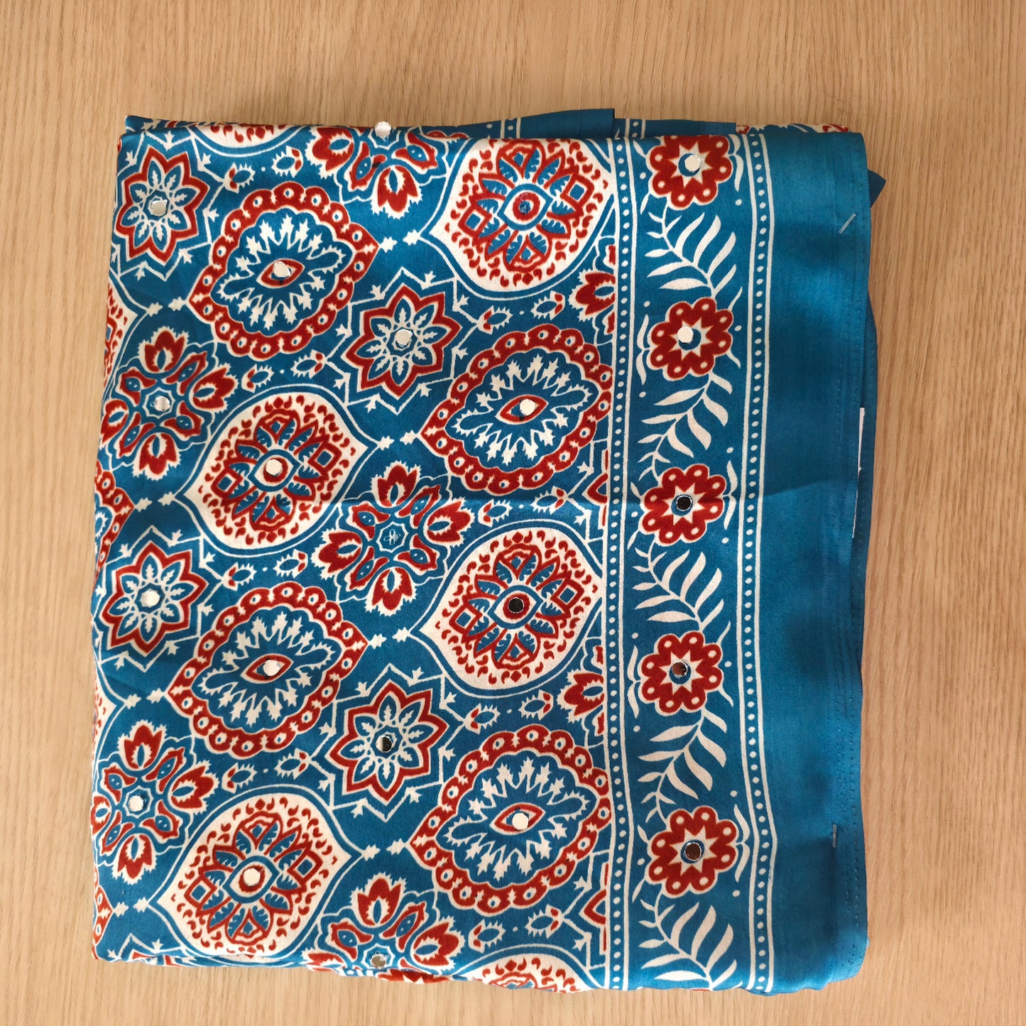 JD000128 Ajrakh mirror work Blue