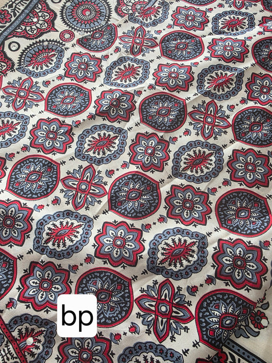 JD000556 Modal Ajrakh in Offwhite with Red design