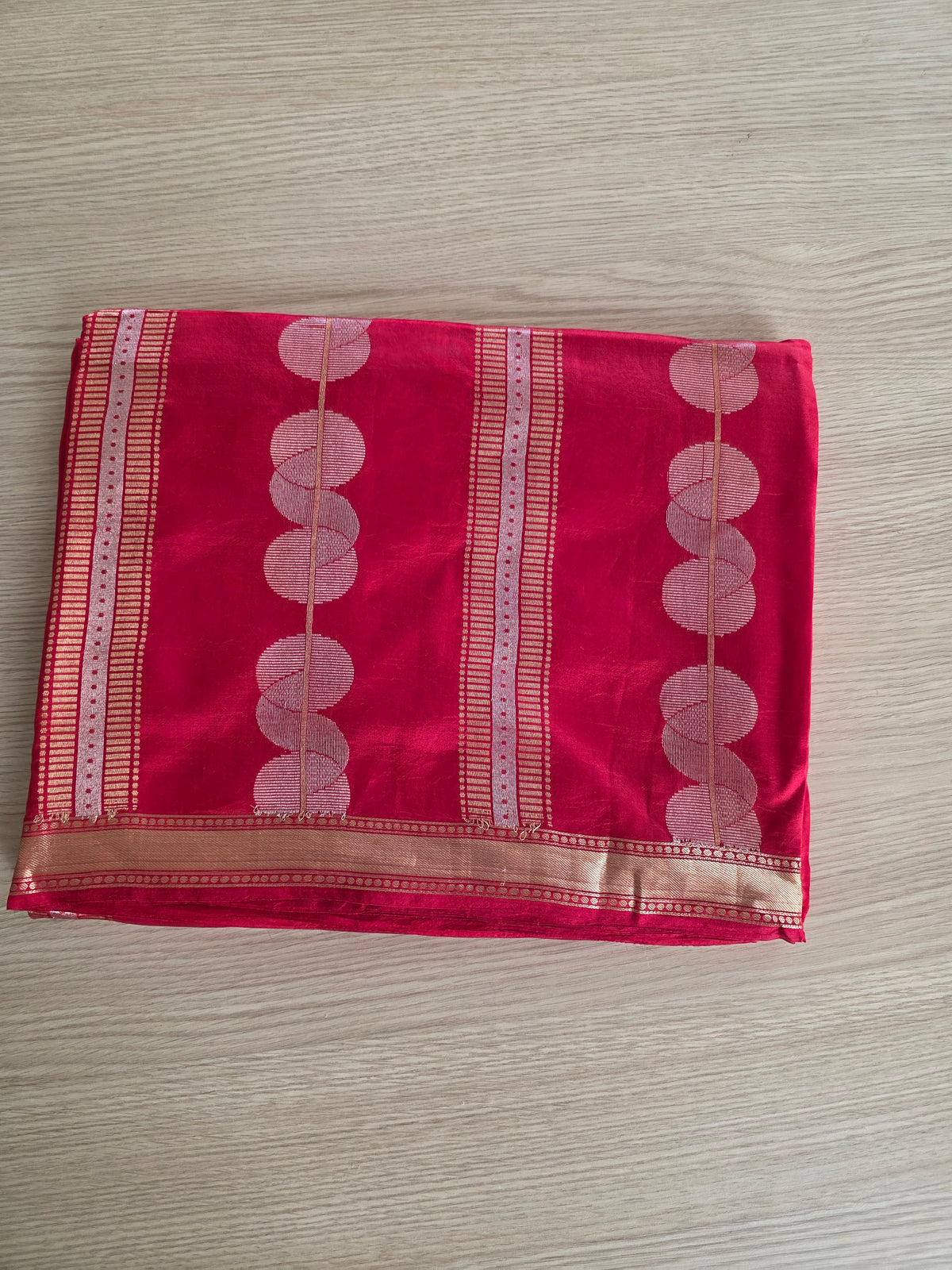 Pure  Pune Silk [Raw Mango] Sona Rupa Zari Red
