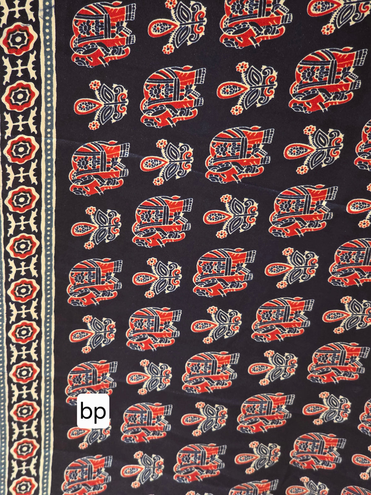 JD000424 Modal Ajrakh Blue with Elephsnt design