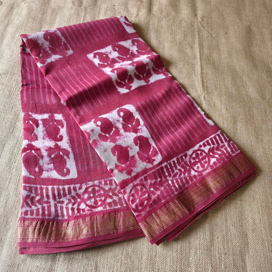 JD000009 - Geometrical Pure Maheshwari Silk Saree