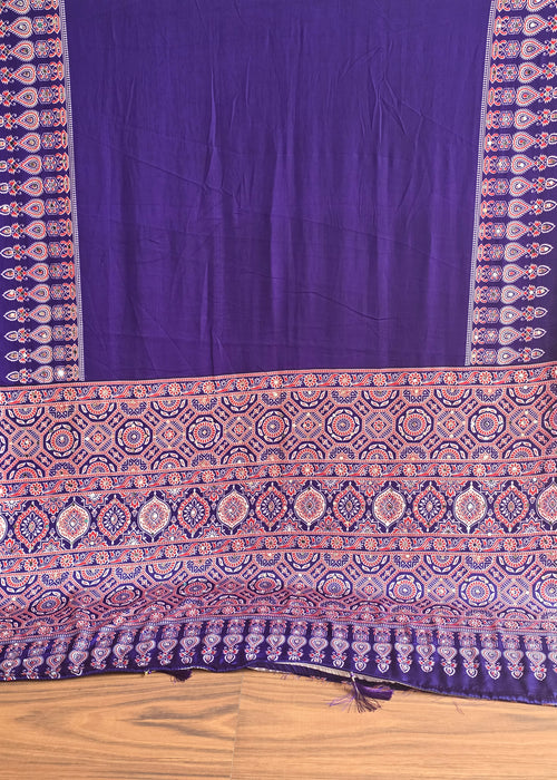 Purple Modal Ajrakh with mirror