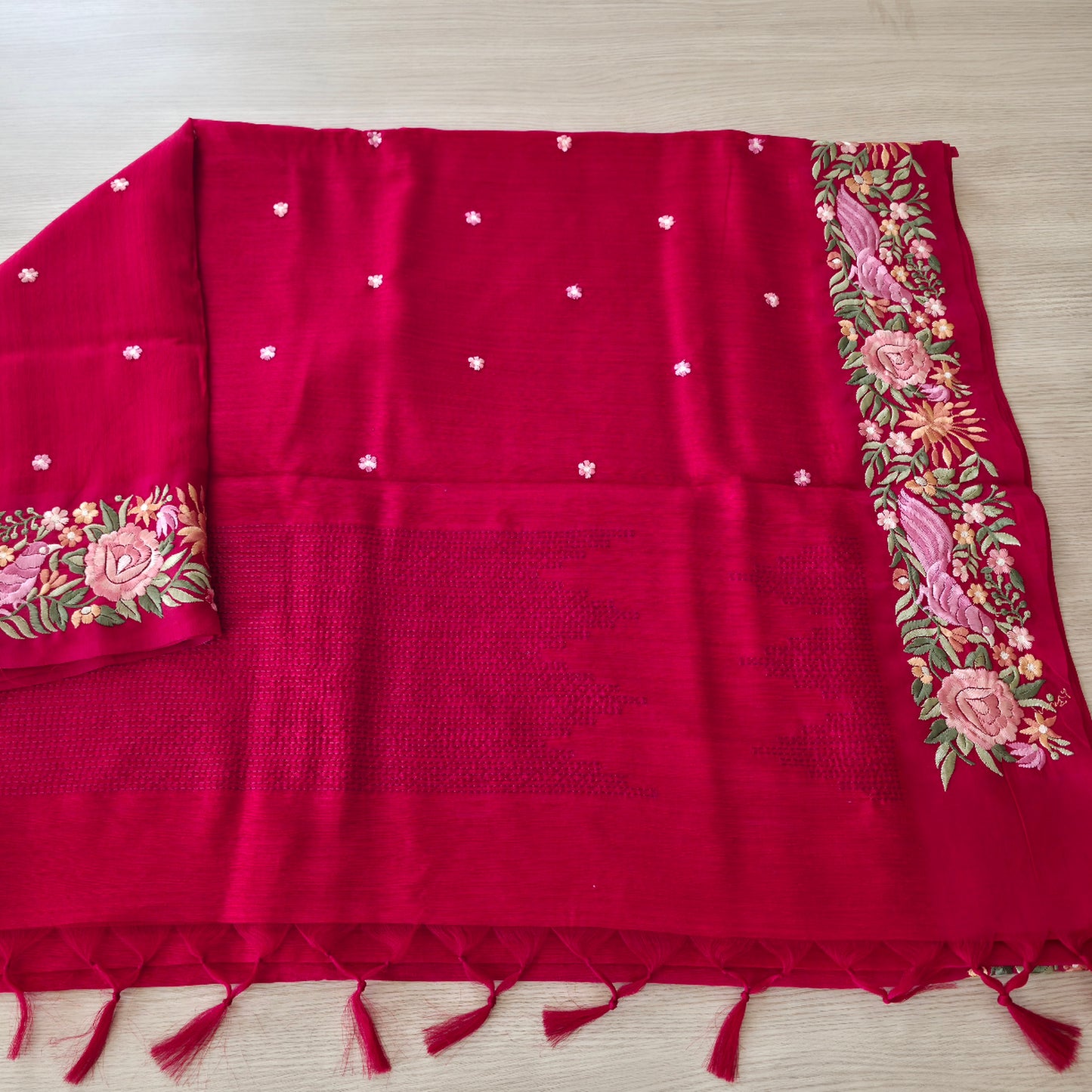 UP000230 Pure Tusser with Embroidery