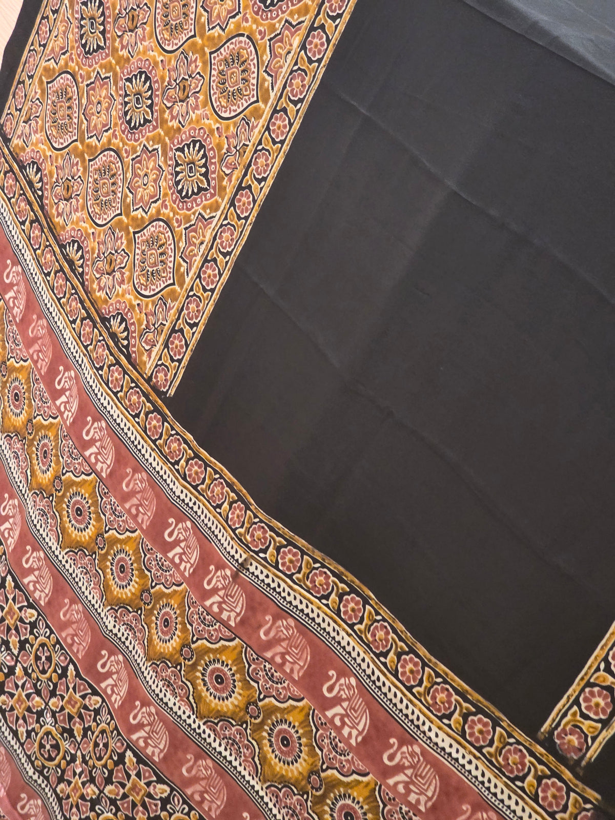 JD000578 Modal Ajrakh Mustard Yellow design