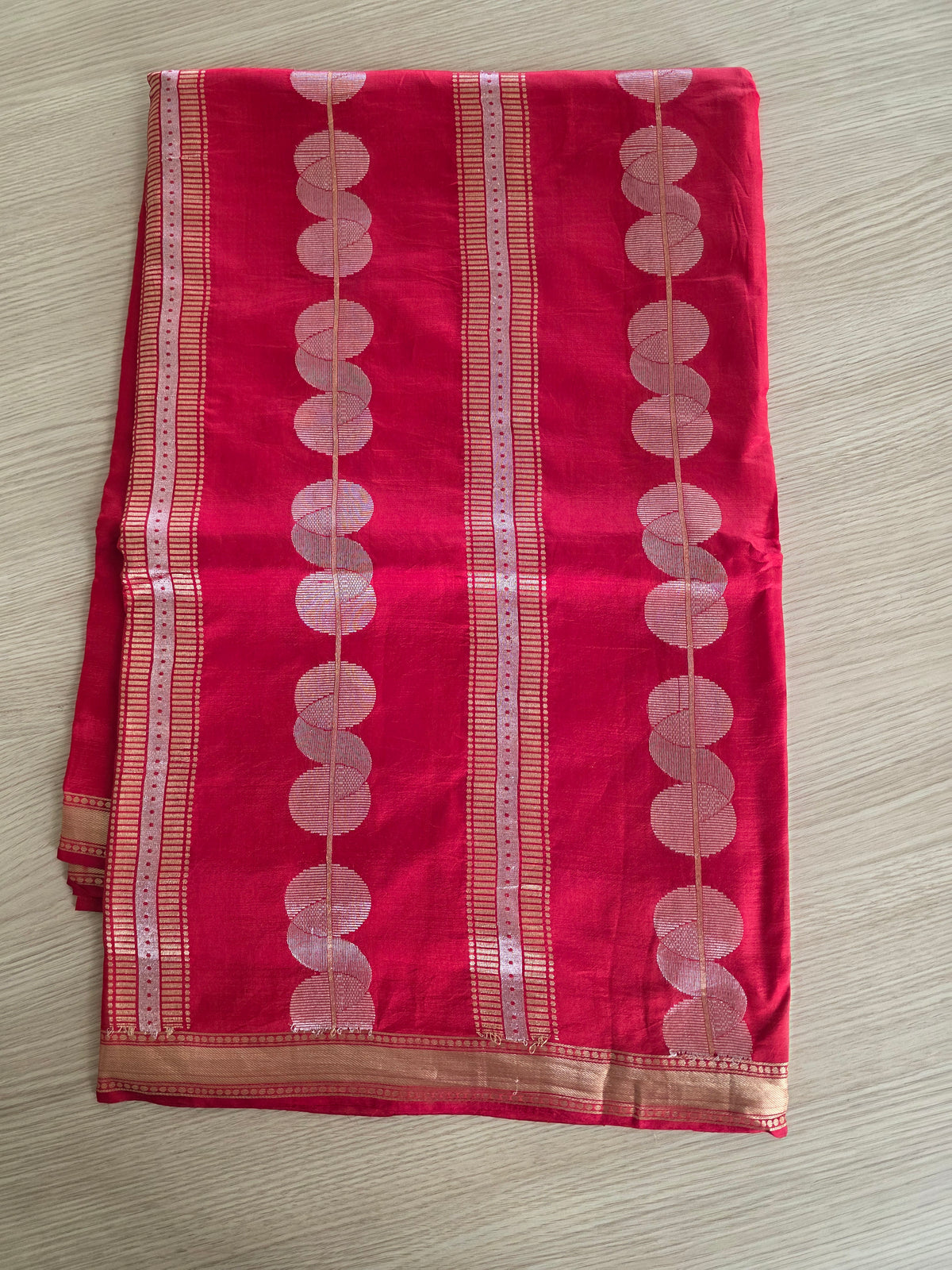 Pure  Pune Silk [Raw Mango] Sona Rupa Zari Red