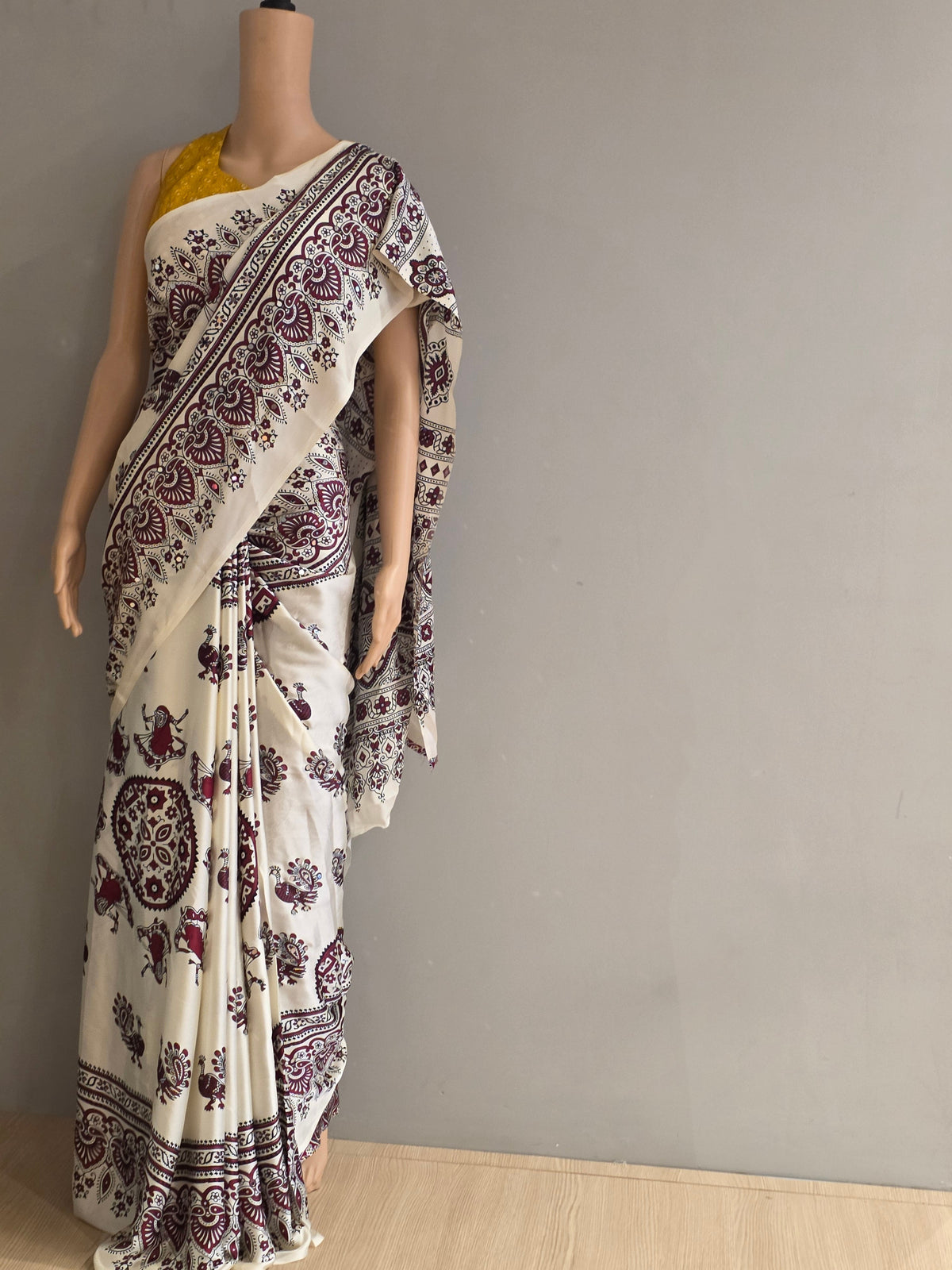 JD000471 Modal Ajrakh with Mirror work offwhite
