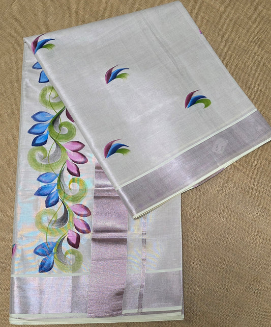 KL000040 Kerala Saree - Rose gold Tissue