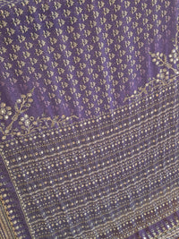 Purple Georgette Saree with Real Mirror & Cutdana Work