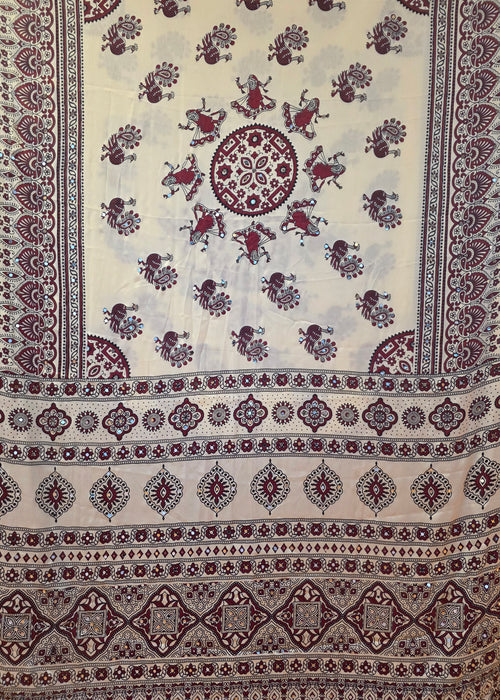 JD000471 Modal Ajrakh with Mirror work offwhite