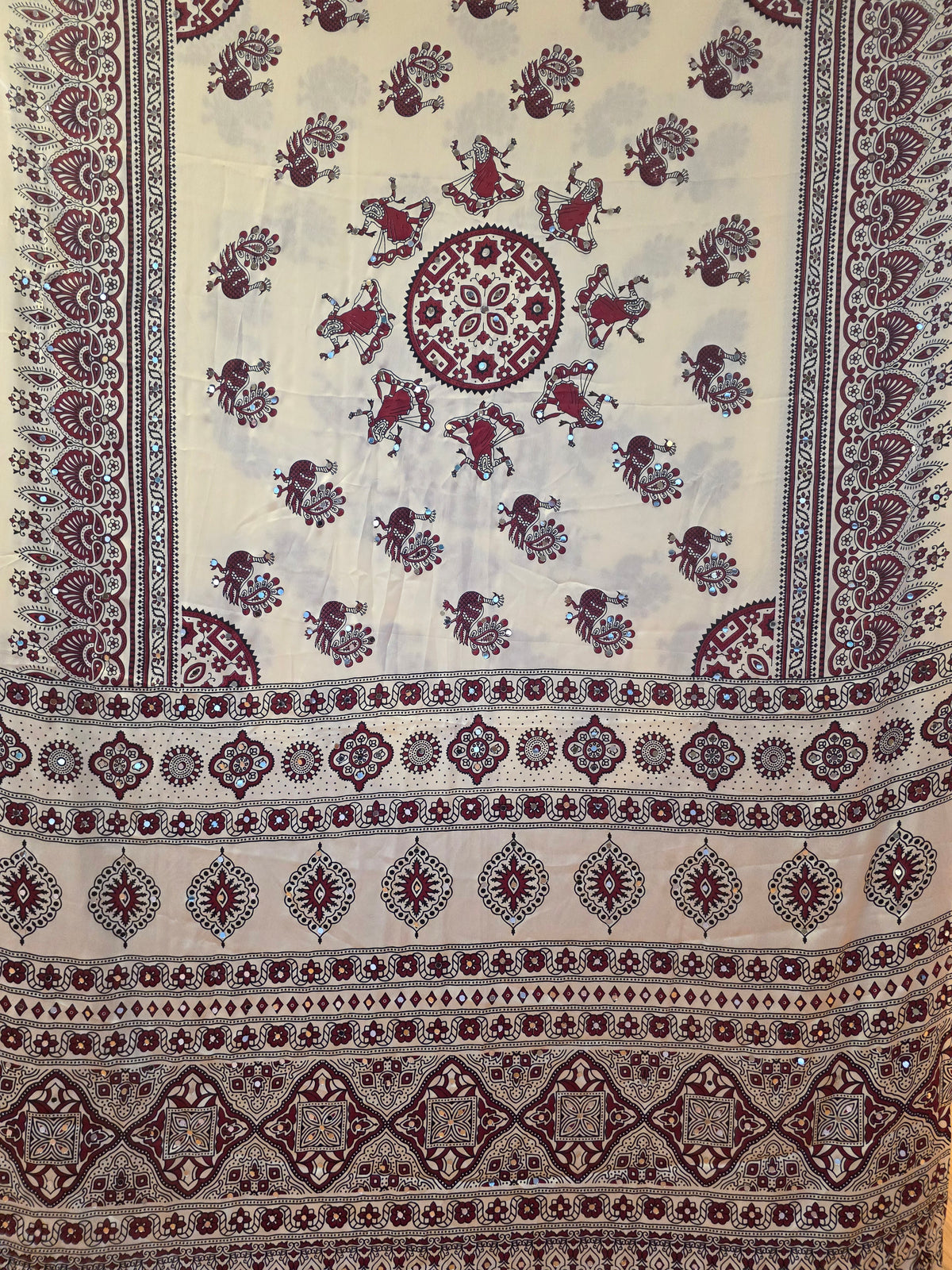 JD000471 Modal Ajrakh with Mirror work offwhite