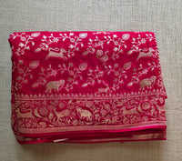 UP000071 - Banarasi Semi Silk Red Shikargah