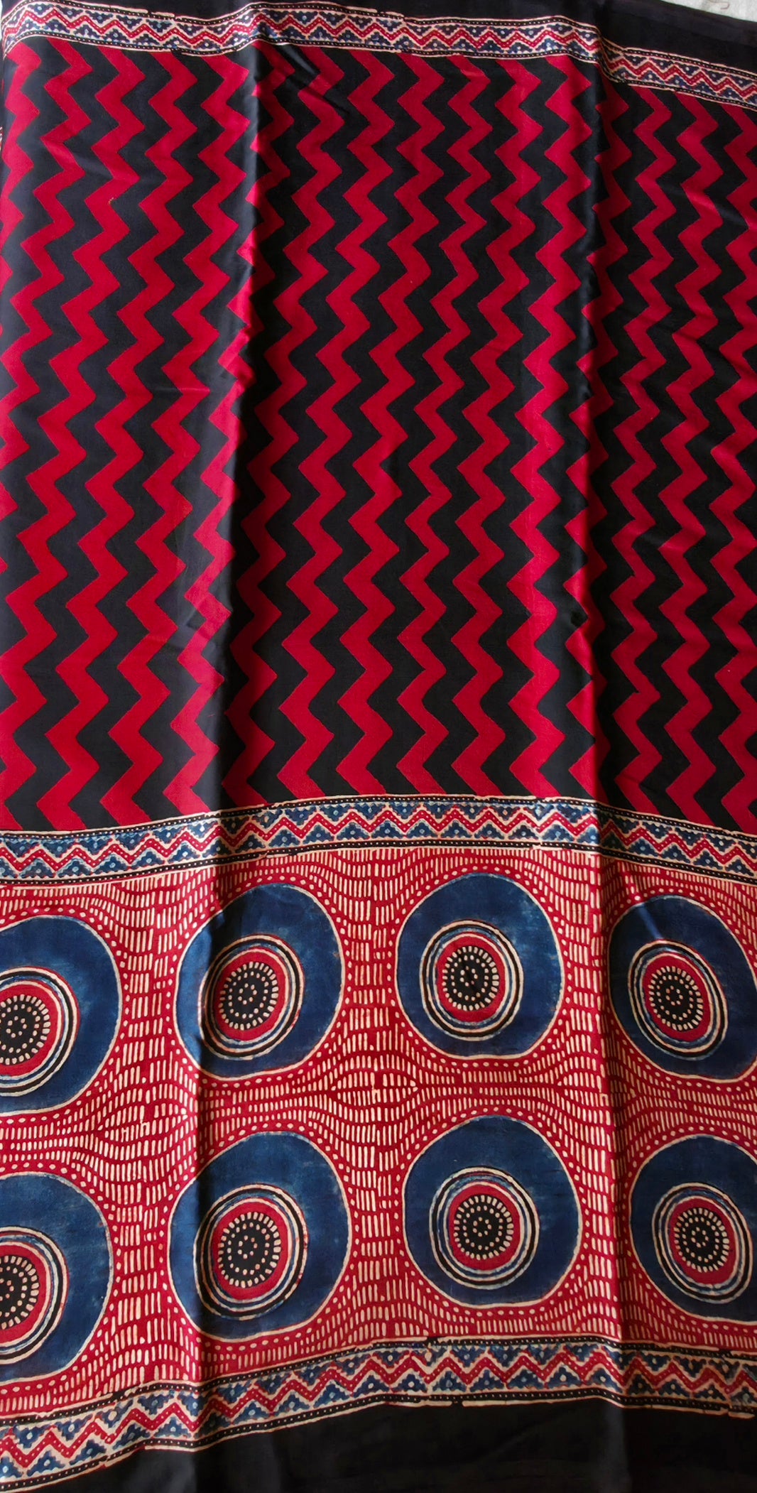 WB00027 Ajrakh Handblock Printed Saree