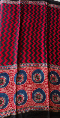 WB00027 Ajrakh Handblock Printed Saree