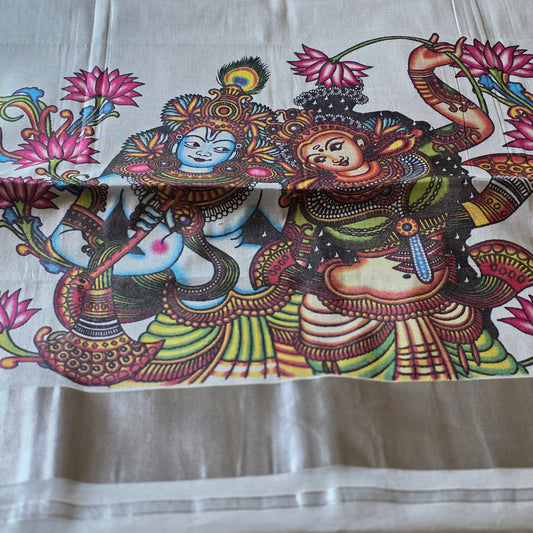 KL00035 - Kerala Tissue with Radha Krishna Mural Painting