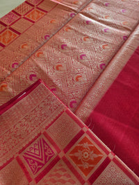 Red with gold zari weaving