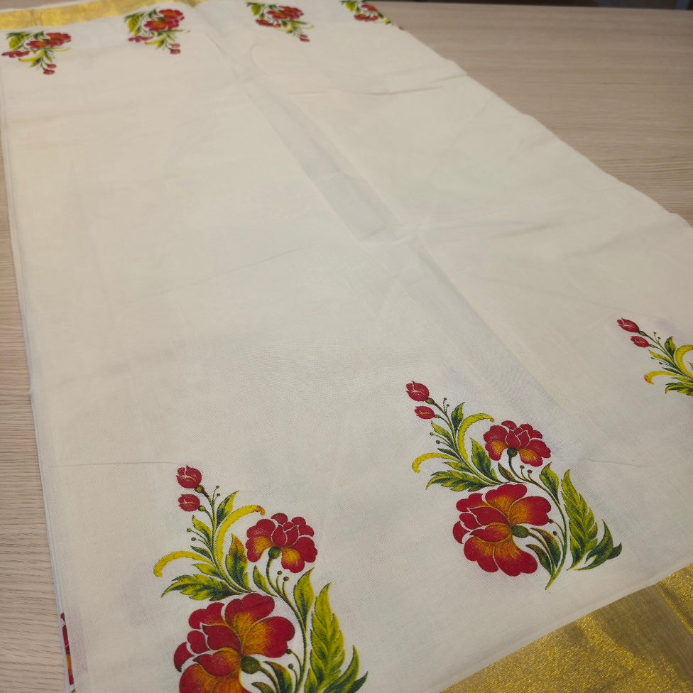 KL00073 Kerala Cotton with Flower print