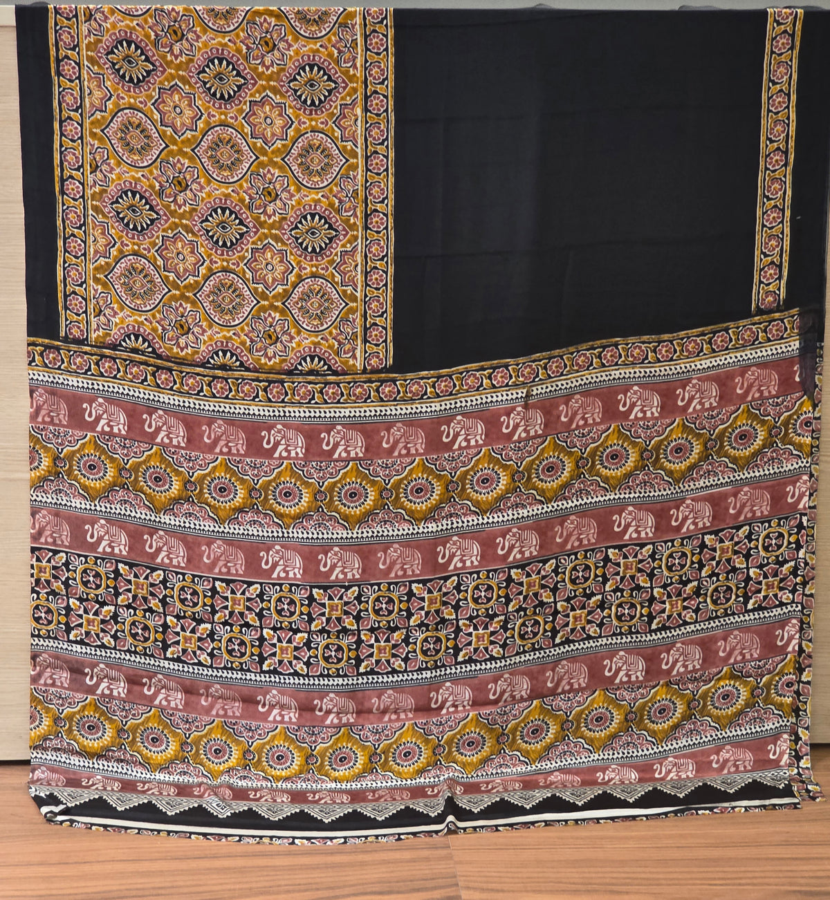 JD000578 Modal Ajrakh Mustard Yellow design