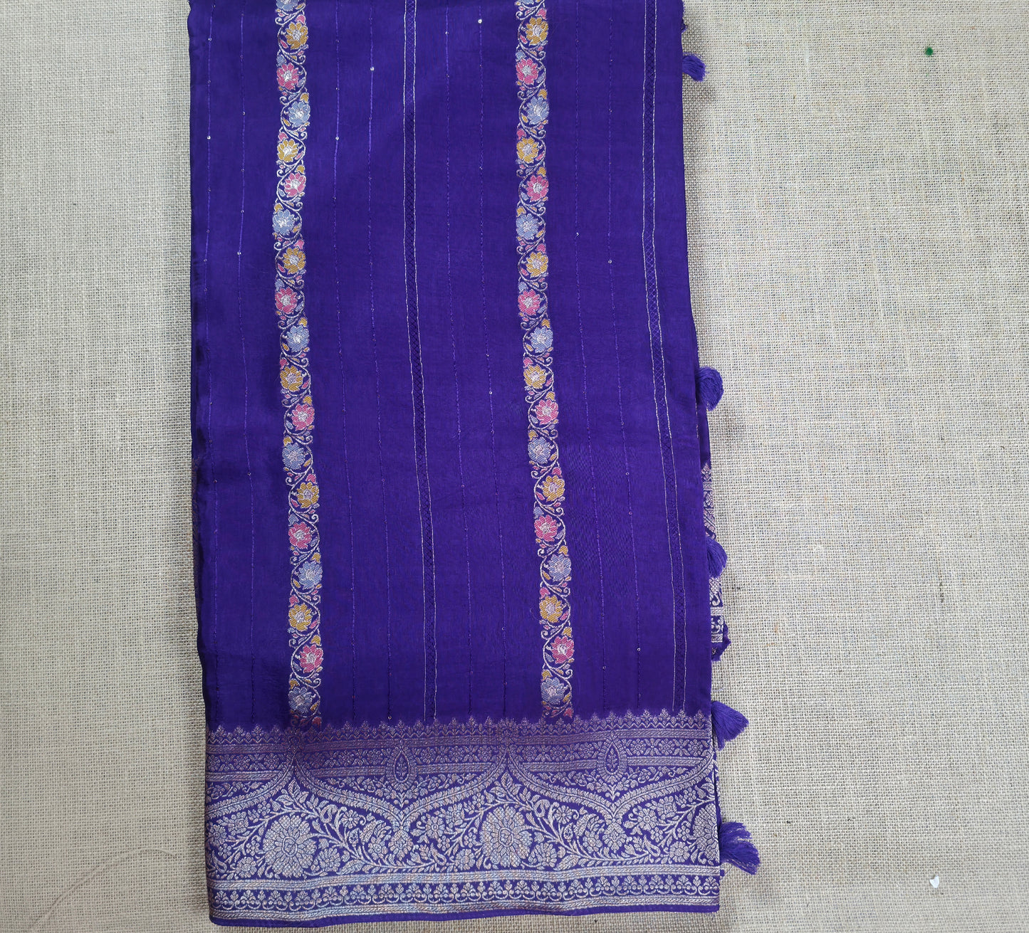 UP000152 Banarasi Semi Silk Satin with Meena work