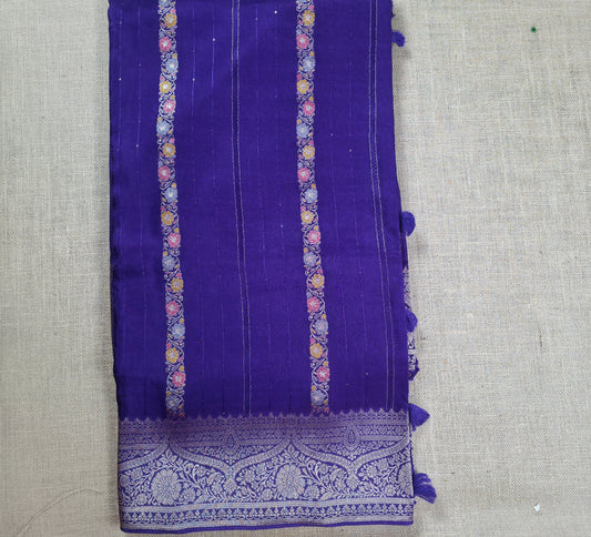 UP000152 Banarasi Semi Silk Satin with Meena work
