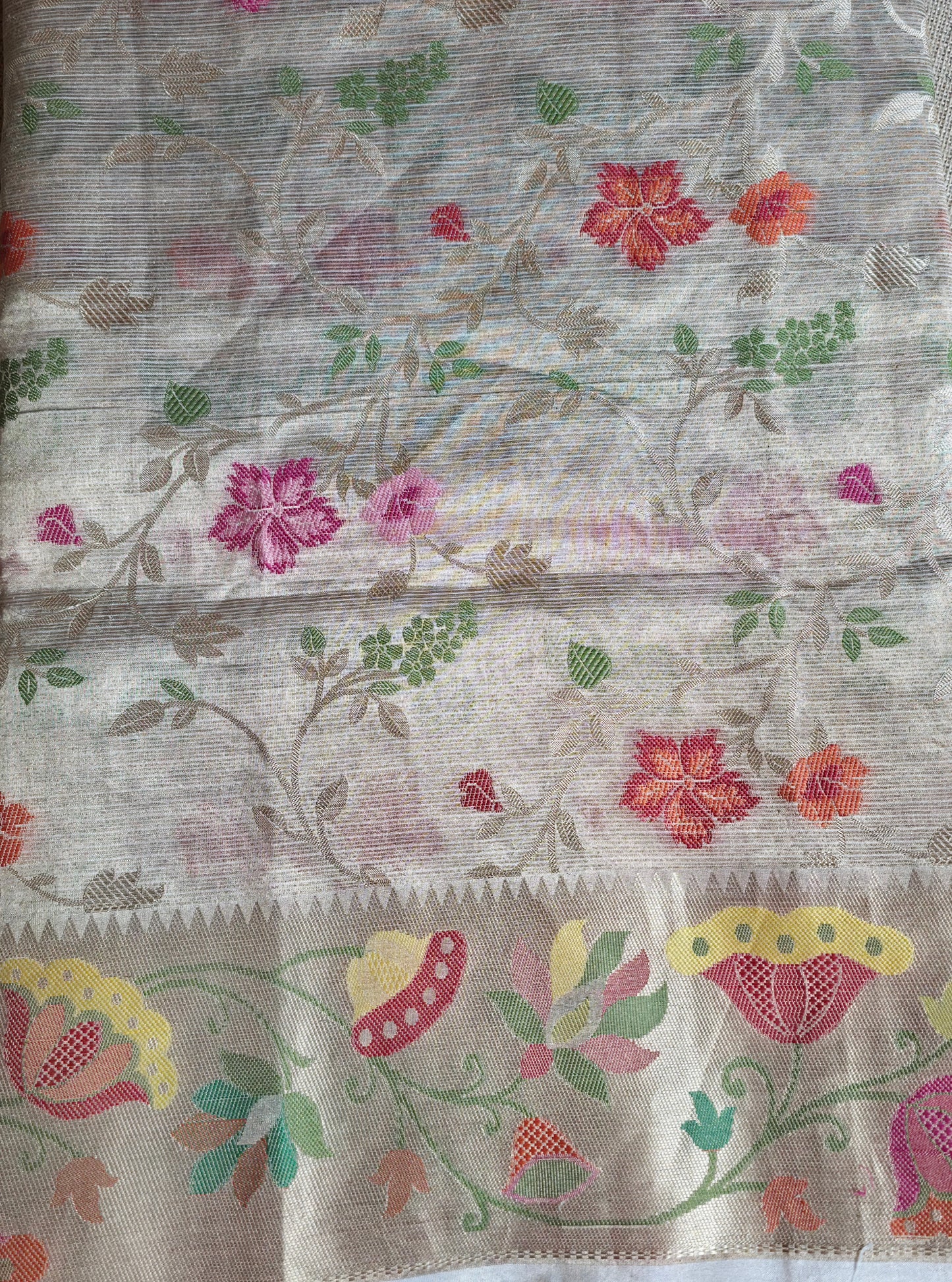 UP000130 - Banarasi Pure Golden Tissue Silk Jamdani