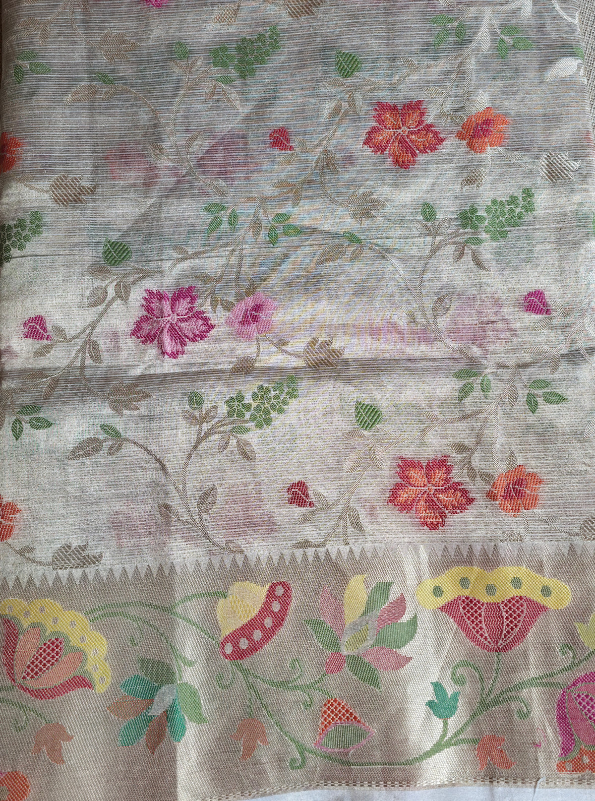 UP000130 - Banarasi Pure Golden Tissue Silk Jamdani