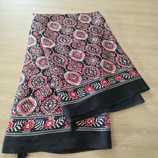 JD000127 Pure modal Ajrakh with mirror work Black / Red