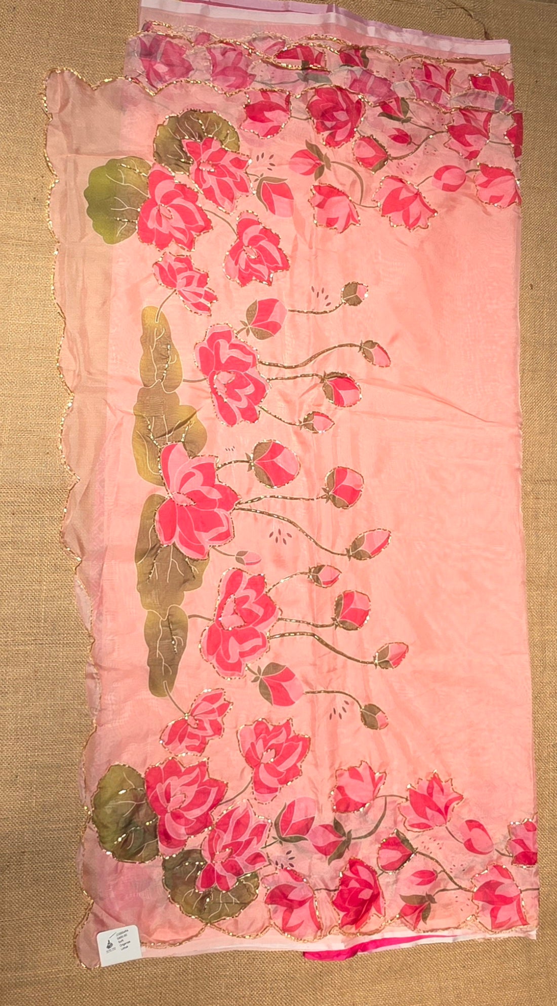 JD000494 soft Organza with Lotus Design