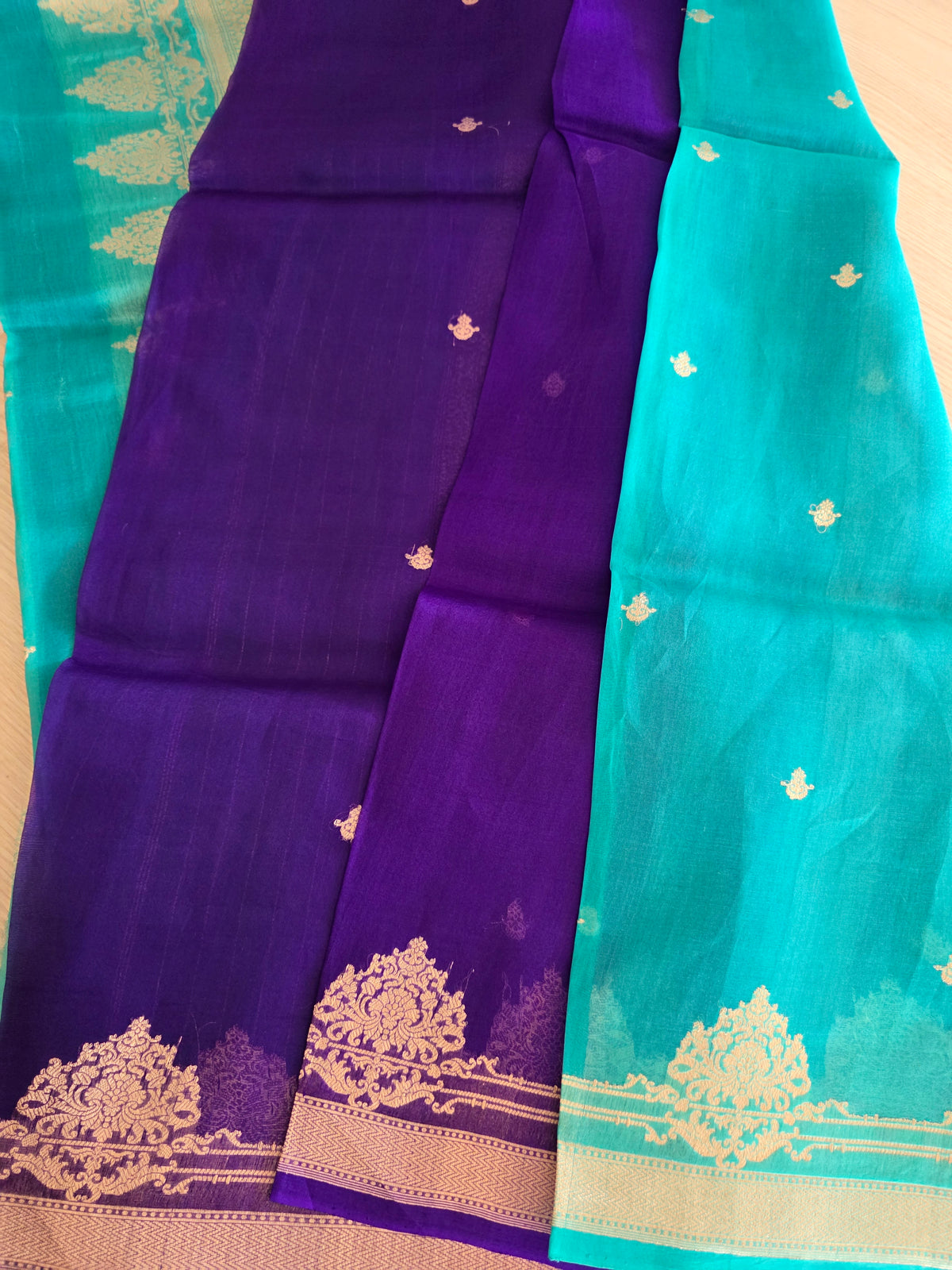 Pure Organza in Turqoise n Purple combination