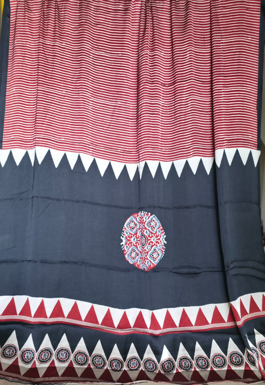 GJ000020 -Ajrakh Printed Silk Saree