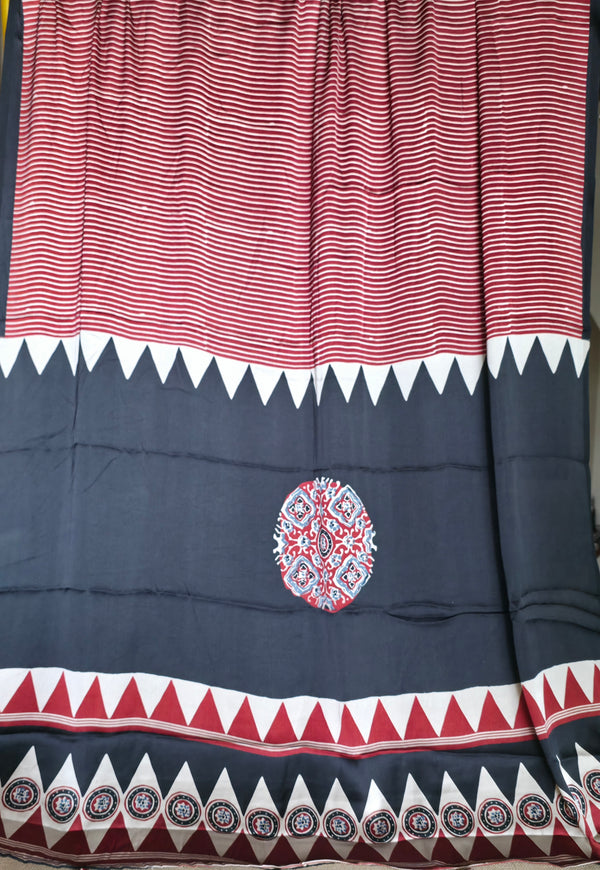 GJ000020 -Ajrakh Printed Silk Saree