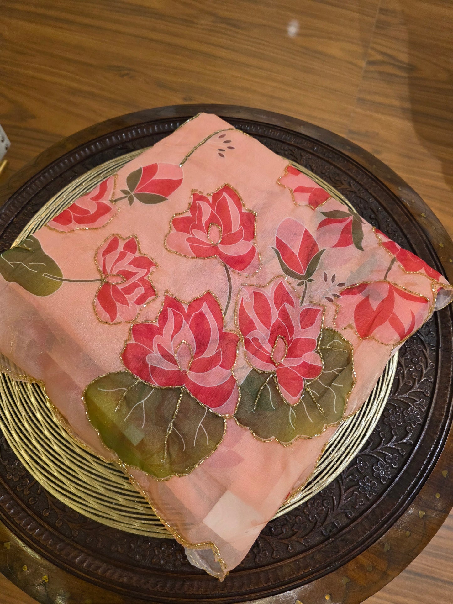 JD000494 soft Organza with Lotus Design