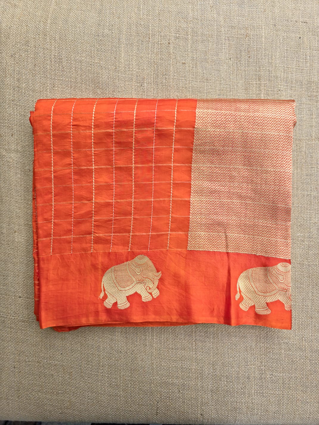 UP000003 - Banarasi Pure Silk (Orange - Raw Mango)