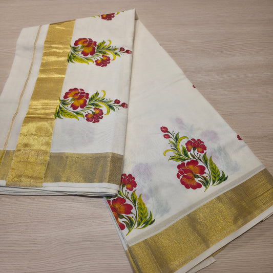 KL00073 Kerala Cotton with Flower print