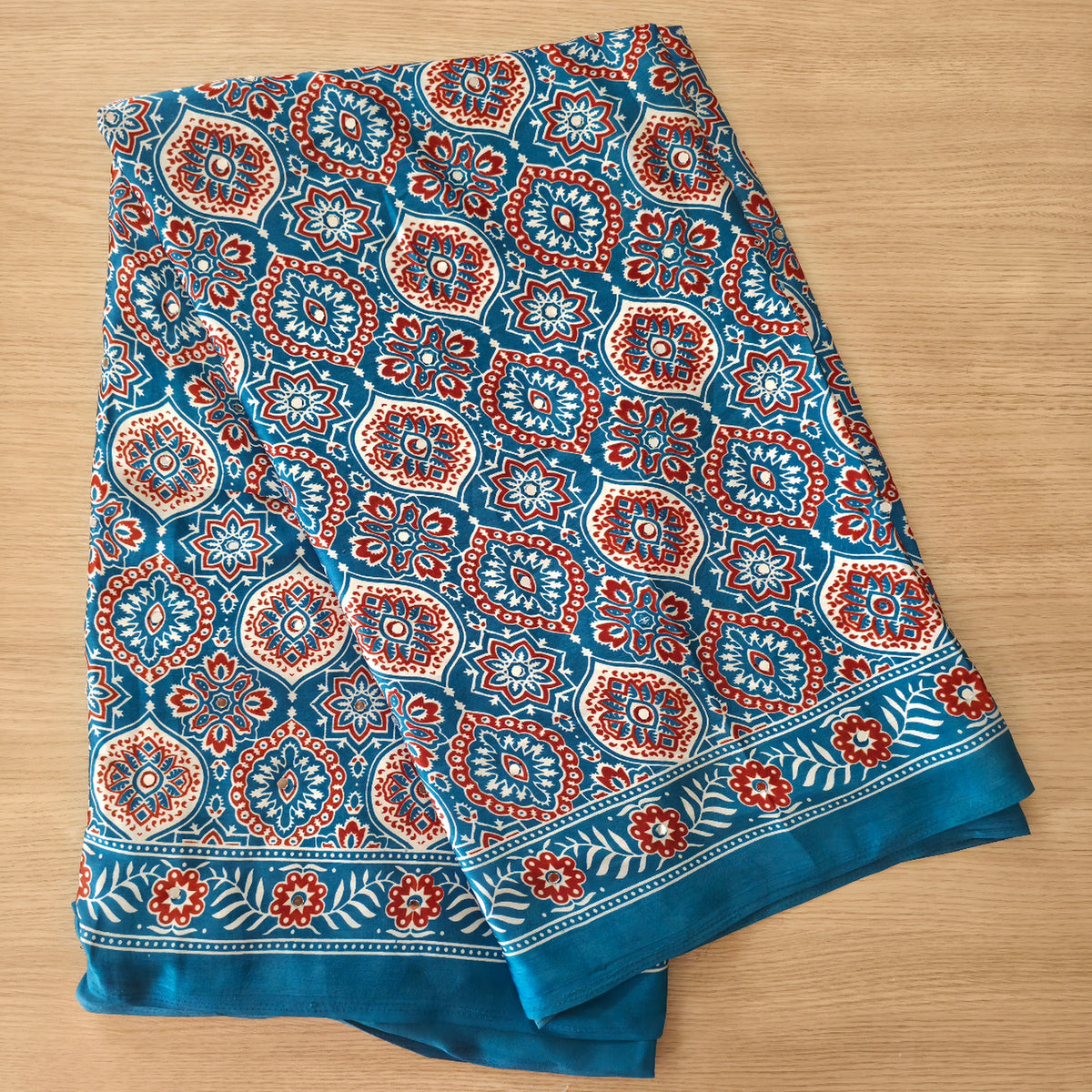 JD000128 Ajrakh mirror work Blue