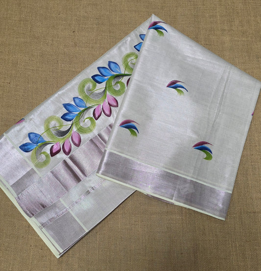 KL000040 Kerala Saree - Rose gold Tissue