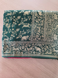 Green Banarasi Shikargah weave