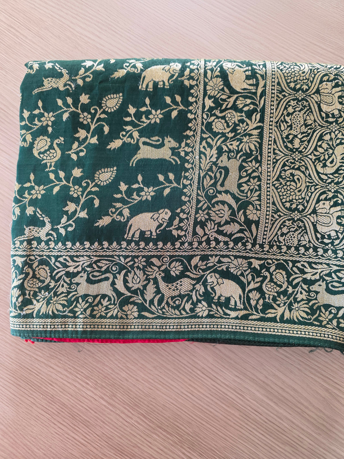 Green Banarasi Shikargah weave