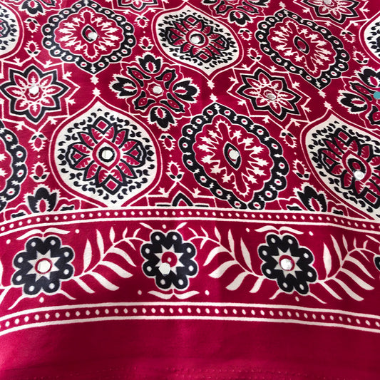 Pure Modal Ajrakh classic Red n black vth mirror