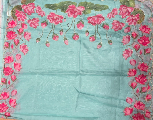 JD000491 Soft Organza with Lotus design