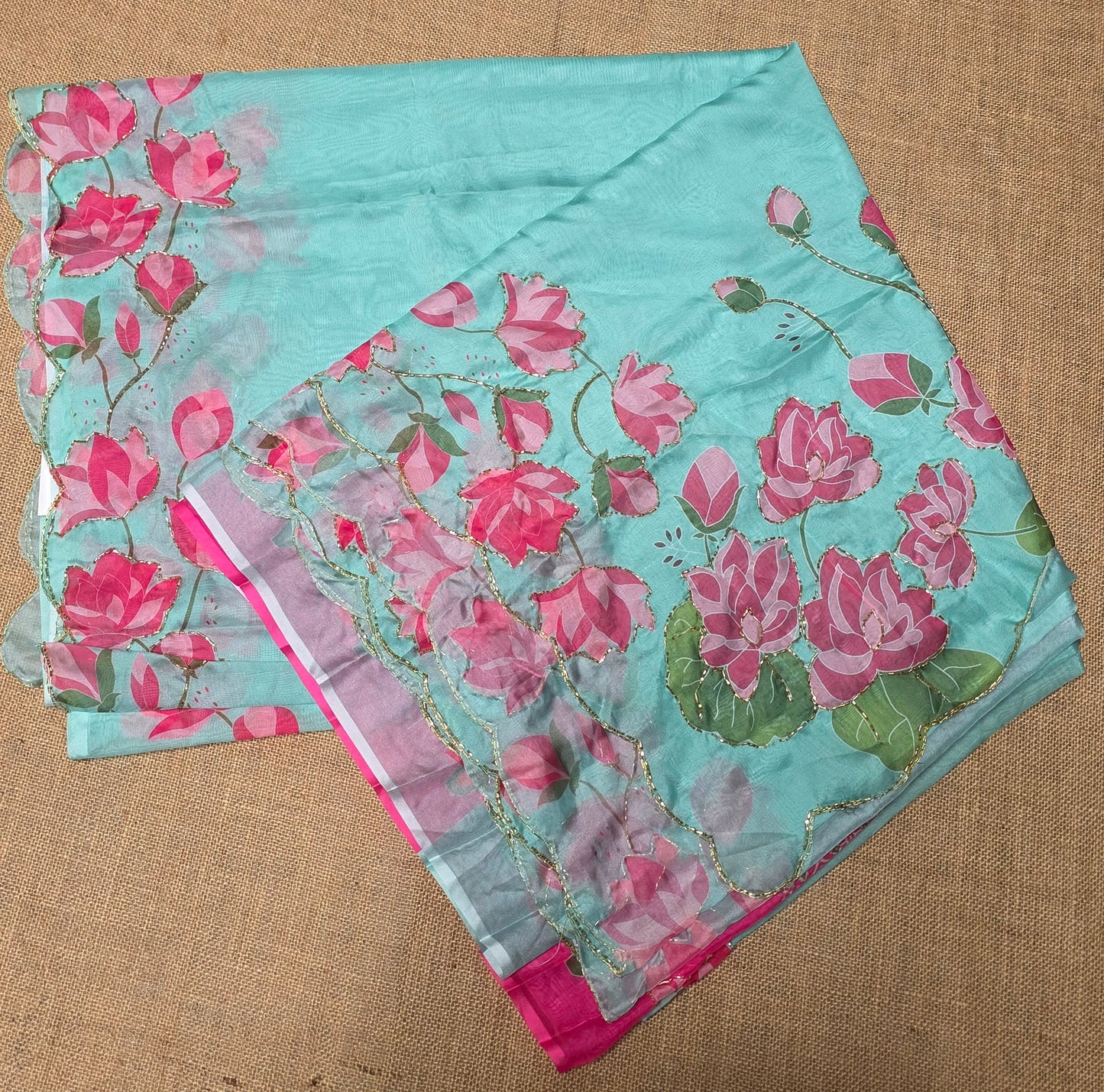 JD000491 Soft Organza with Lotus design