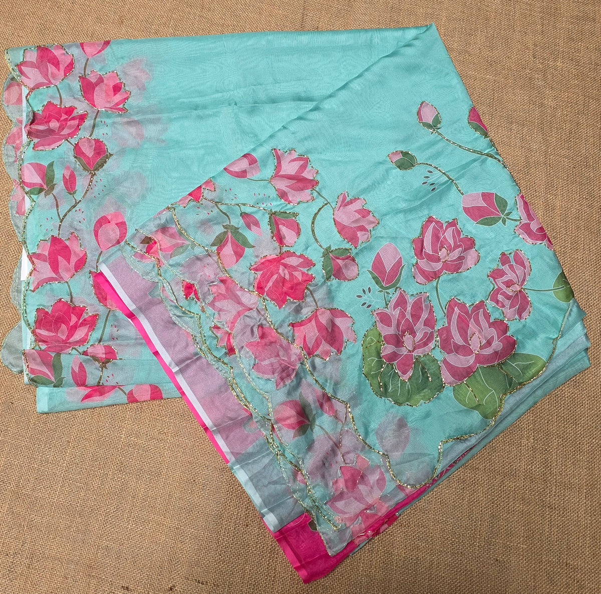 JD000491 Soft Organza with Lotus design