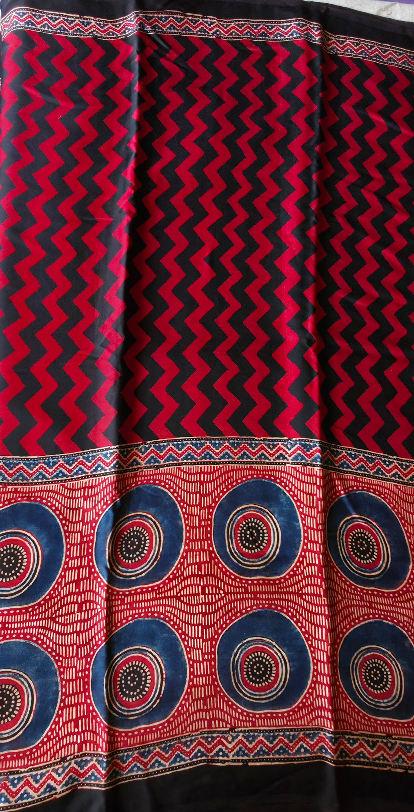 WB00027 Ajrakh Handblock Printed Saree