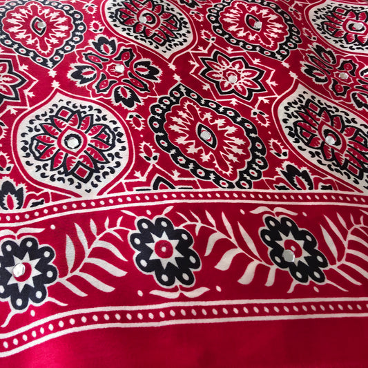 Pure Modal Ajrakh classic Red n black vth mirror