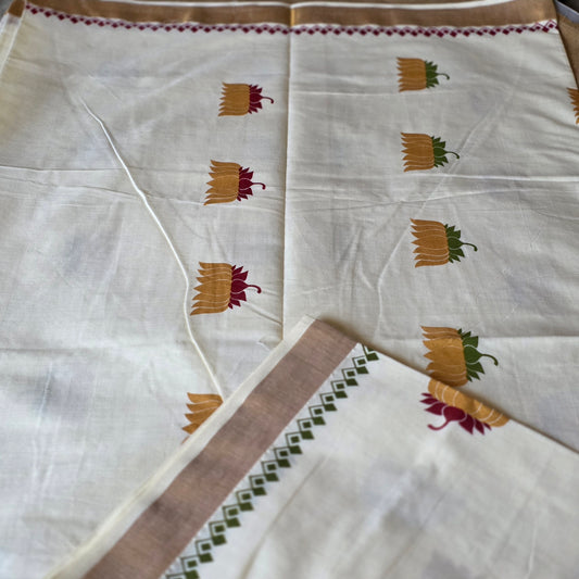 KL00031 - Kerala Cotton with Golden  Lotus