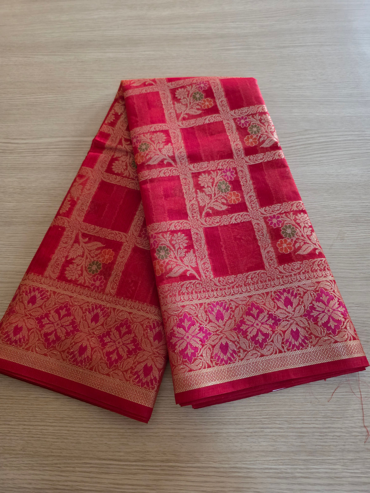 Red with floral motiffs