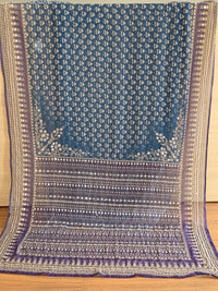 Blue and Purple contrast Georgette Saree with Real Mirror & Cutdana Work
