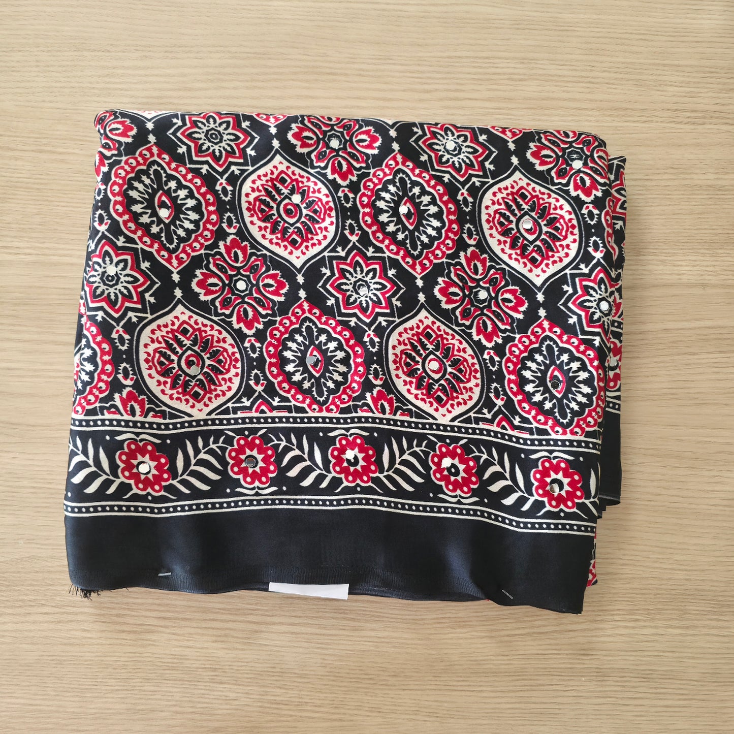 JD000127 Pure modal Ajrakh with mirror work Black / Red