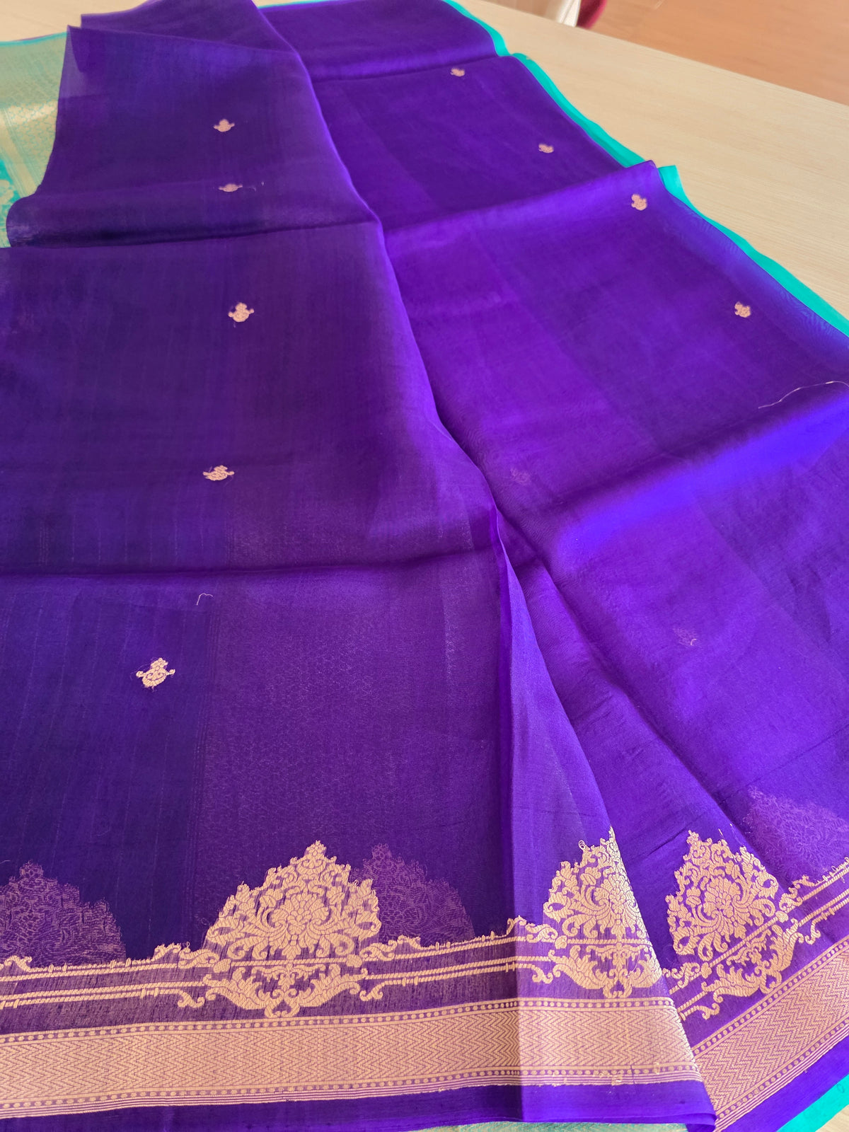 Pure Organza in Turqoise n Purple combination